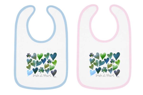 irish at heart bibs blue and pink trim